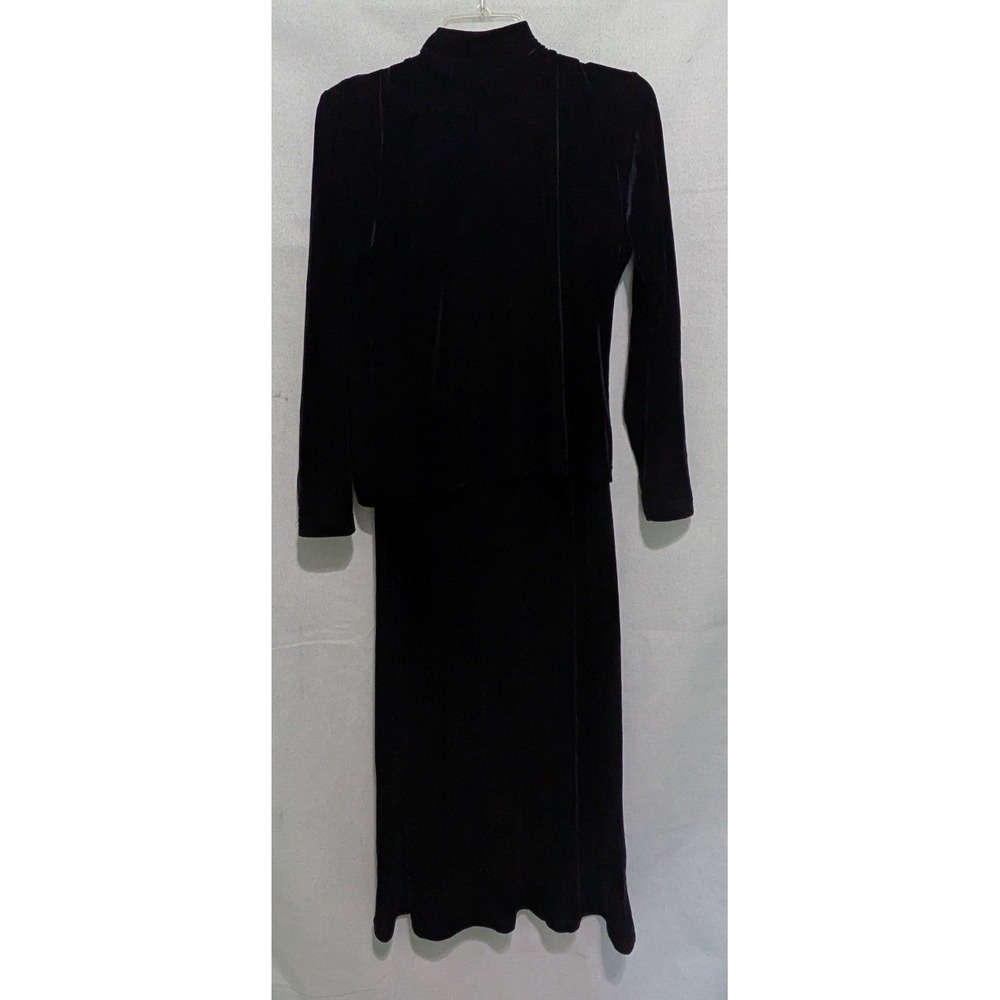 BellePointe Skirt Set Women M Black Excellent Velvet Mock Neck Maxi 2pc Vintage
